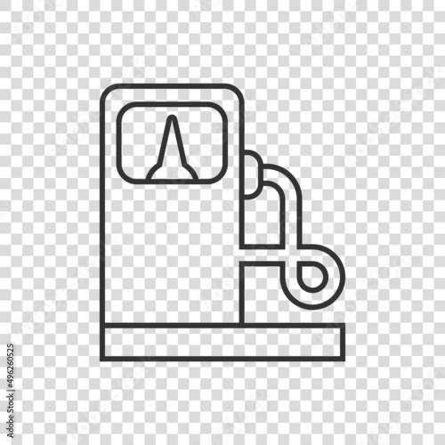 Fuel pump icon in flat style. Gas station sign vector illustration on white isolated background. Petrol business concept.