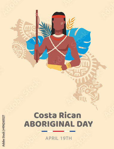 VECTORS. Costa Rican Aboriginal Day also known as National Costa Rican Indigenous Day, holiday, april 19, Pre-Columbian art, día del aborigen costarricense photo