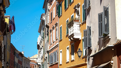 colourful venetian style facades of old town of Rovinj, Croatia       © Cocosss