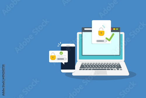 Two Factor Authentication , Multi-Factor Authentication Security Concept	 photo