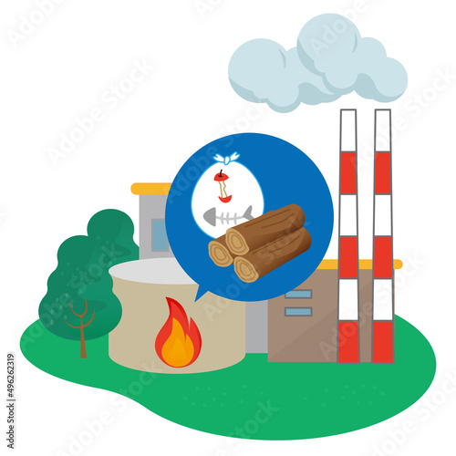 Vector illustration of biomass power plant.