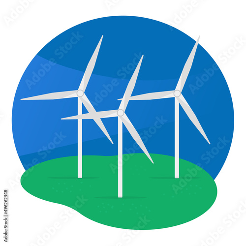 Vector illustration of a wind farm.