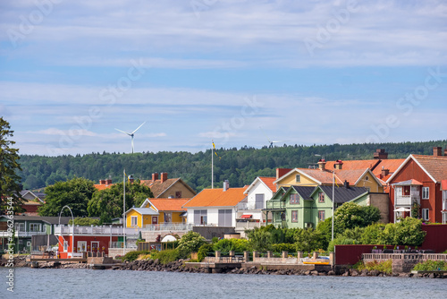 Houses on the lakeshore in Sweden