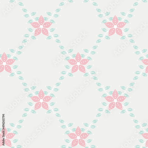 Vector Cute Folklore art inspired Pastel Florals seamless pattern background. Perfect for fabric, scrapbooking and wallpaper projects.