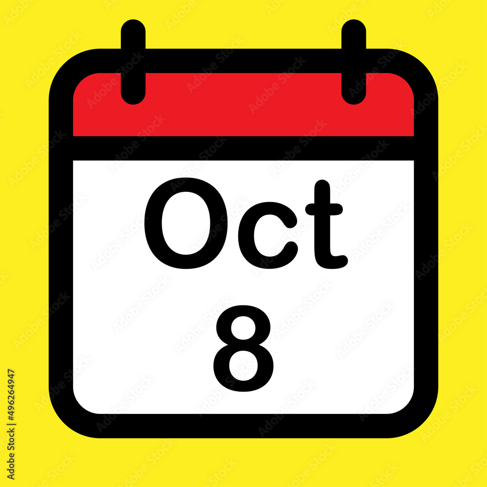 Calendar icon eighth October Calendar icon eighth October
