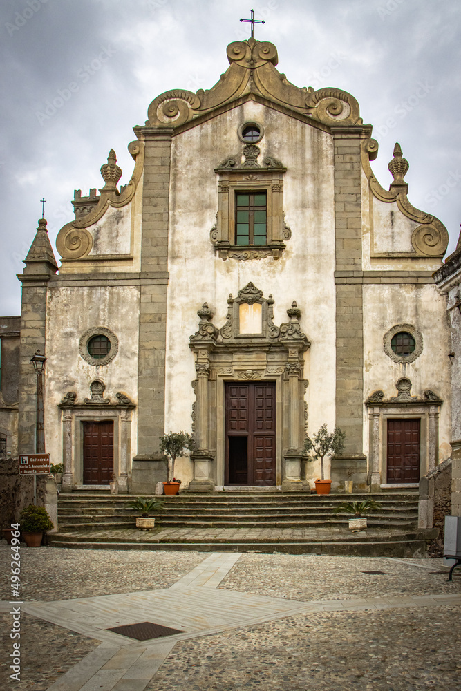 Fototapeta premium old church in forza d'agro, sicily, near taormina, sicily, italy, europe, godfather