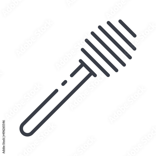 Vector honey dipper line icon isolated on transparent background.