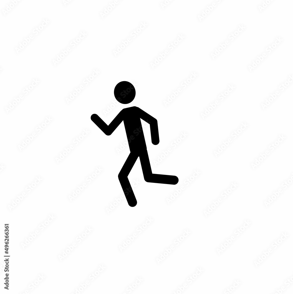 stick man silhouette running, isolated on white background, emergency exit, sports, healthy lifestyle, pictogram