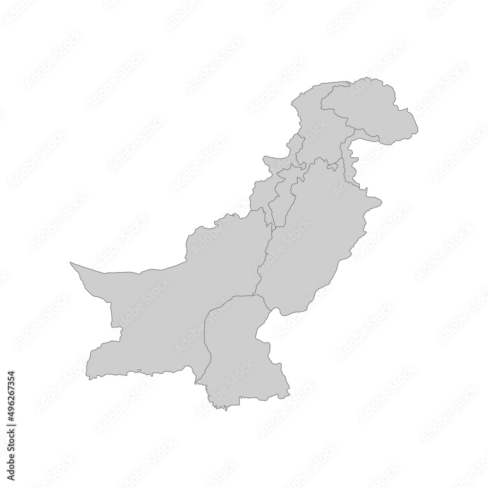 Outline political map of the Pakistan. High detailed vector illustration.