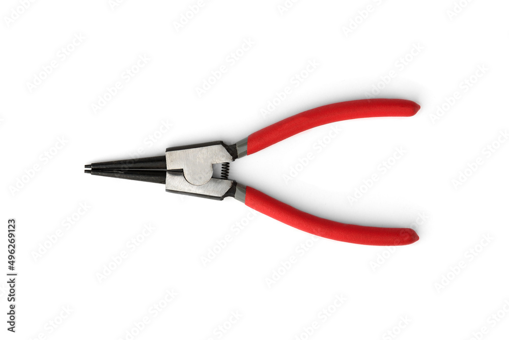 Quick-release pliers, gasoline clamp repair tool isolated on white background. Quick-release pliers, gasoline clamp repair tool isolated on white background.