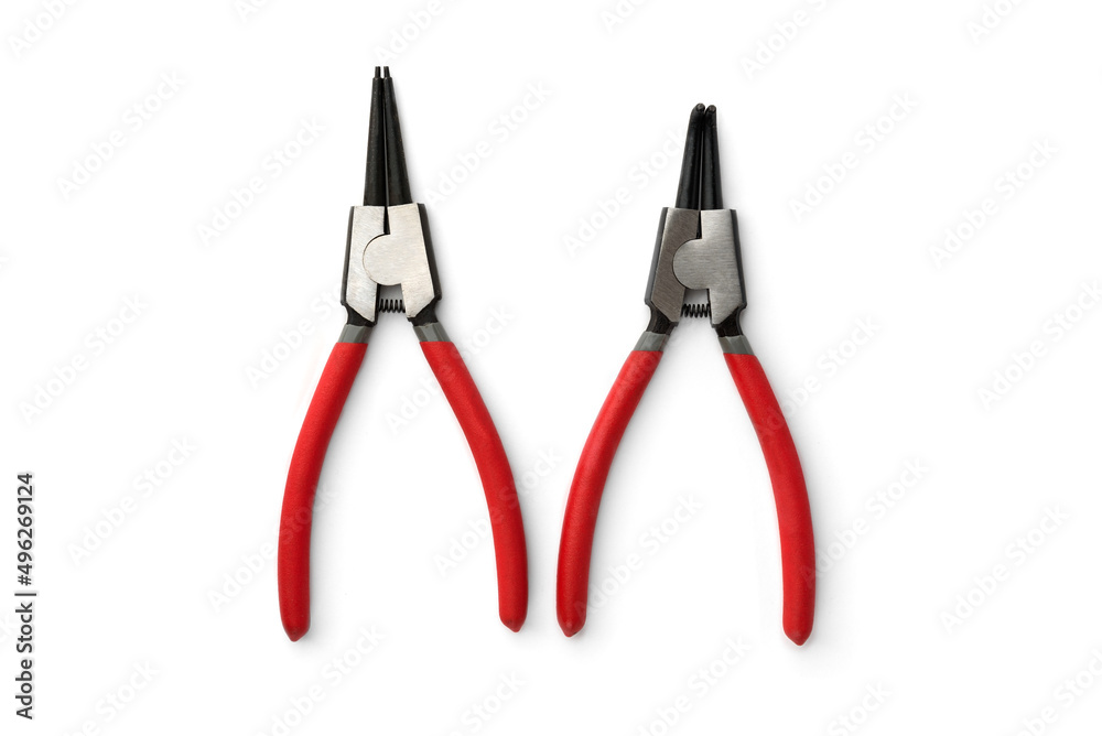 Quick-release pliers, gasoline clamp repair tool isolated on white background. Quick-release pliers, gasoline clamp repair tool isolated on white background.