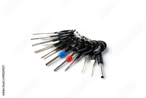 Car plug terminal removal tool isolated on white background.
