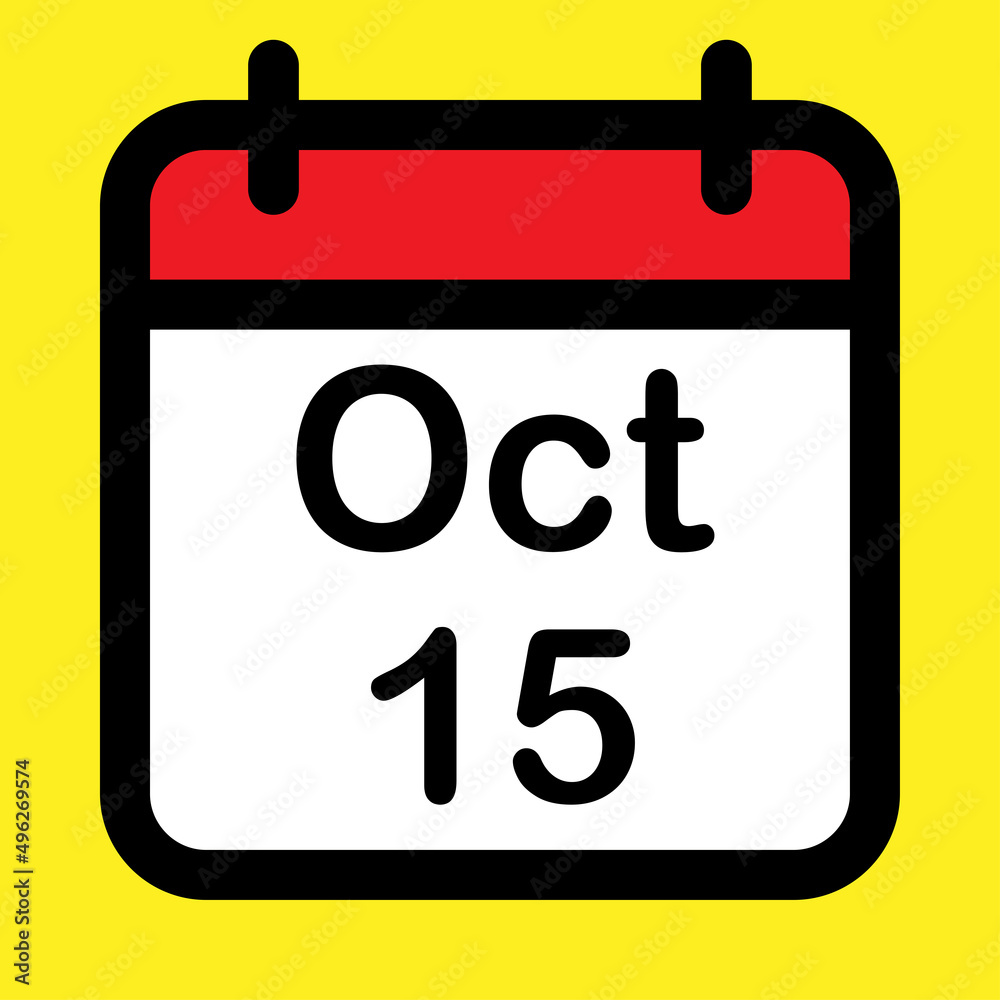 Calendar icon fifteenth October Calendar icon fifteenth October