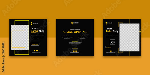 barbershop haircut and men grooming content ideas for social media instagram square post banner 