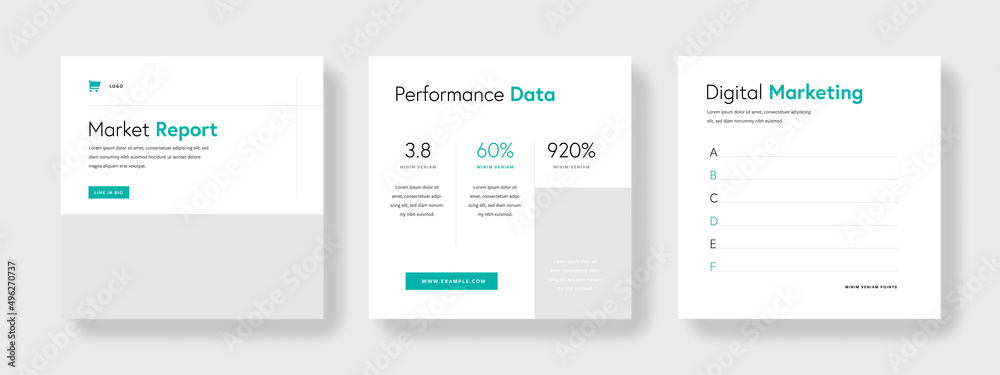 vector social media templates with photo placeholders, teal minimal square banners, instagram and facebook layouts for life couches and influencers vector social media templates with photo placeholders, teal minimal square banners, instagram and facebook layouts for life couches and influencers