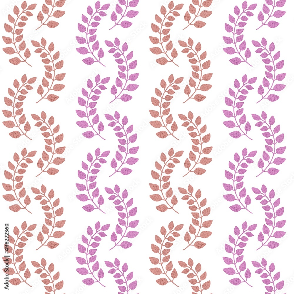 Floral seamless leaves branches pattern for fabrics and packaging and gifts and linens and kids and wrapping paper