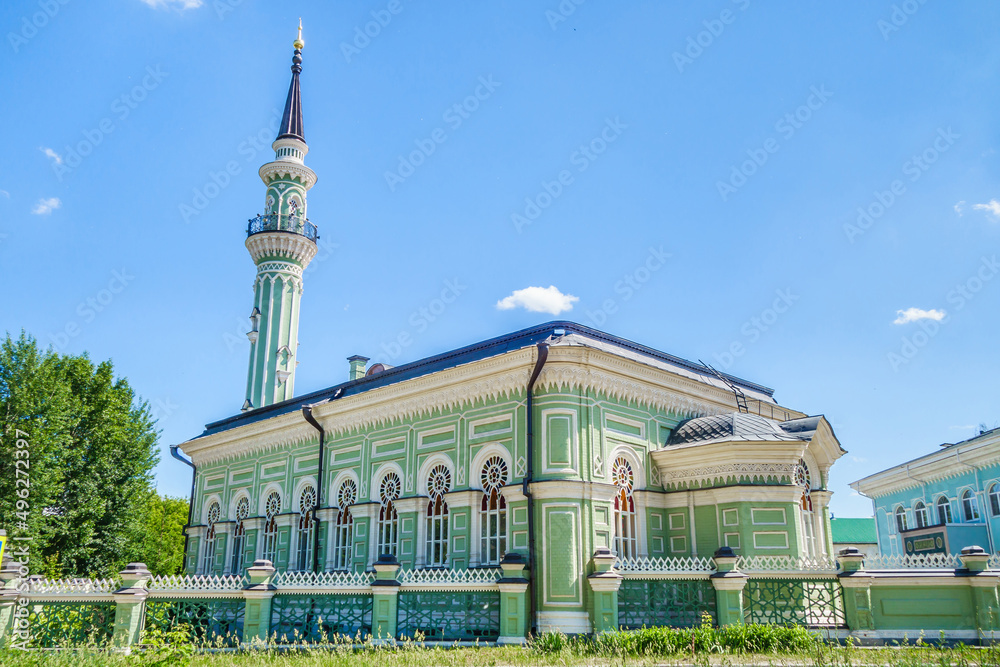 Building of the Azimov mosque (Azimovskaya), a historical building in Kazan, Russia. Built in 1887-1890