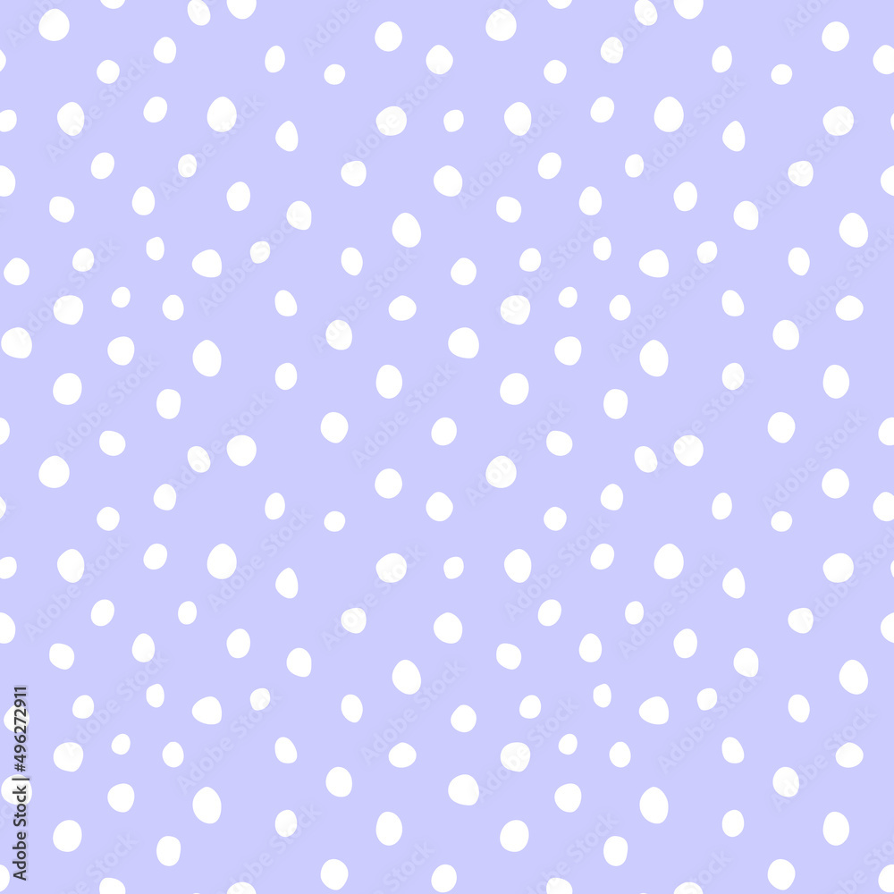 Background polka dot. Spotted seamless pattern. Random dots, circles, stains, spots. Design for fabric, fun cute kids print. Irregular random abstract vector texture. Repeating graphic backdrop
