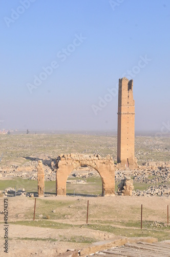 ancient ruins of brick building in east architecture turkey, old ruins of Harran first university in world. desert stone structure archeology site civilization history monument famous unesco heritage