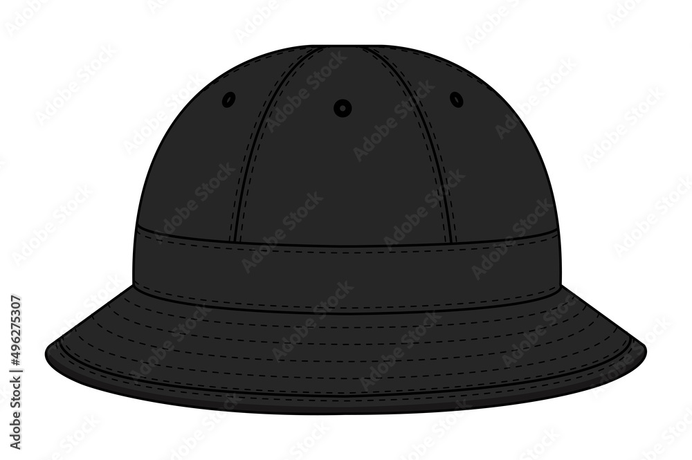 Fototapeta premium Bucket hat (metro hat ) template vector illustration | Black