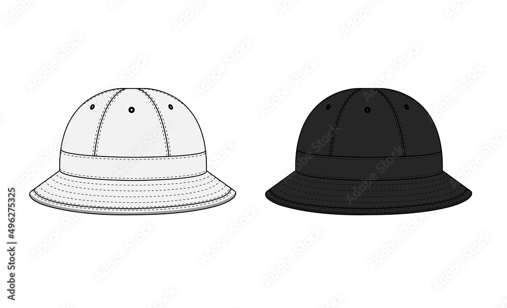 Bucket hat (metro hat ) template vector illustration set Bucket hat (metro hat ) template vector illustration set