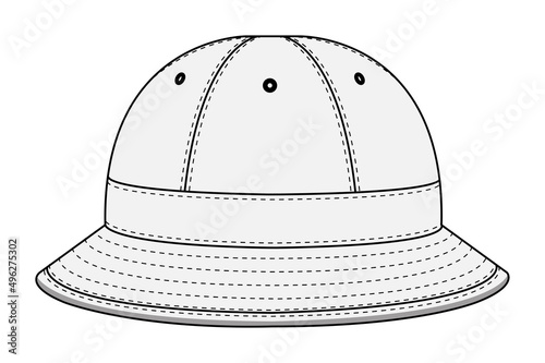Bucket hat (metro hat ) template vector illustration | White