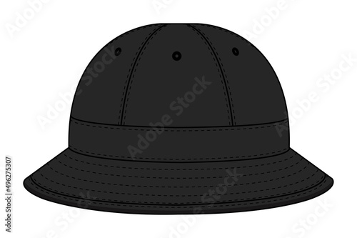 Bucket hat (metro hat ) template vector illustration | Black