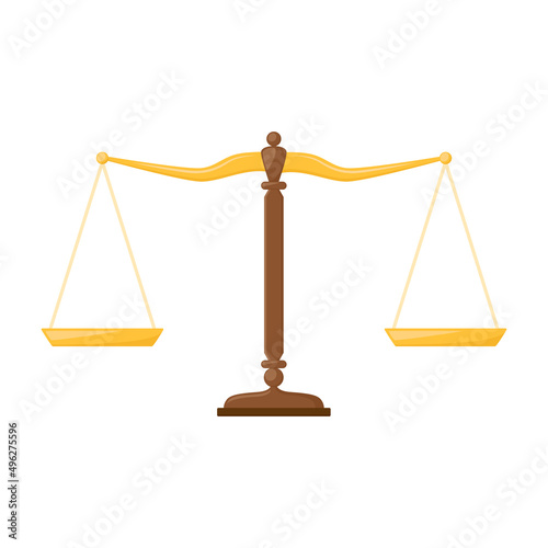 Justice scales icon. Law balance symbol. Vector illustration