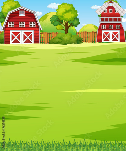 Farm scene landscape with barn