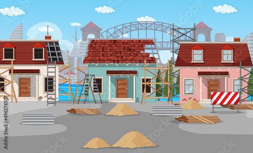 Scene of building construction site