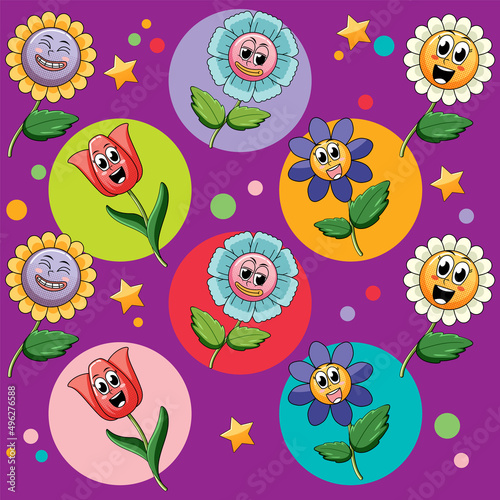 Seamless background with colorful flowers