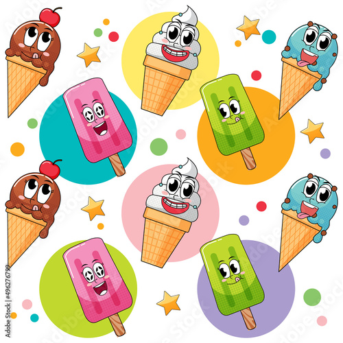 Seamless background with many icecream