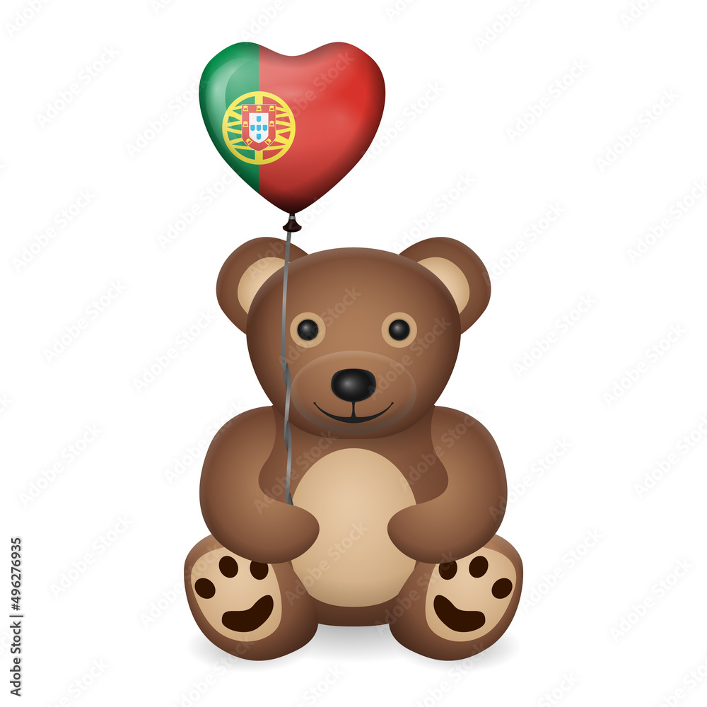 Bear with Portugal flag heart balloon Bear with Portugal flag heart balloon