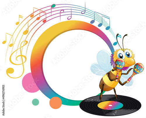 A bee playing maracas cartoon character