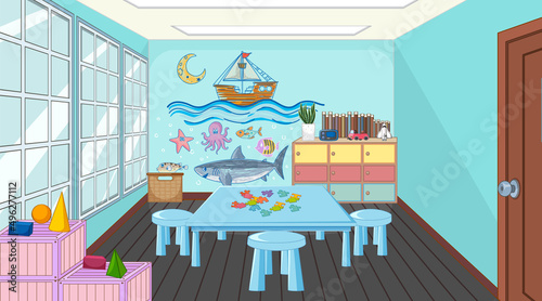 Children room with many furnitures