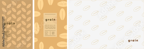 Grain. Food and natural products. Set of vector illustrations. Geometric, simple, linear style. Label, cover, price tag, background.