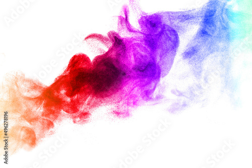 rainbow-colored dust powder explosion. 