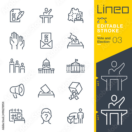 Lineo Editable Stroke - Vote and Election line icons