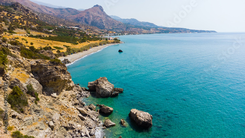 The beach with sea in Southern Crete, Greece