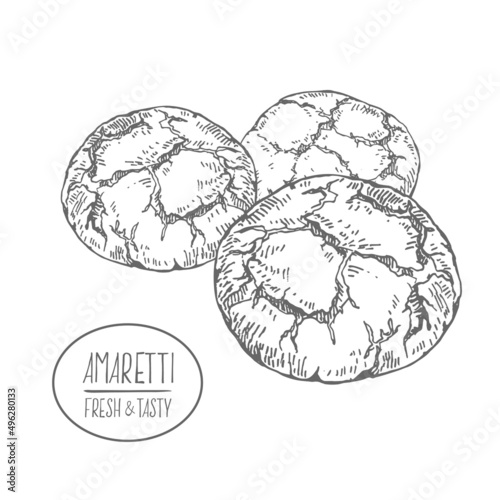 Hand drawn vector italian amaretti illustration set