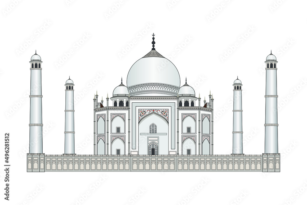 Taj Mahal- Illustration and vector