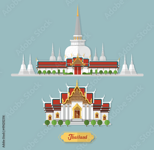 thailand  temple flash design element  for you design use for web banner backdrop or background ,vector illustration