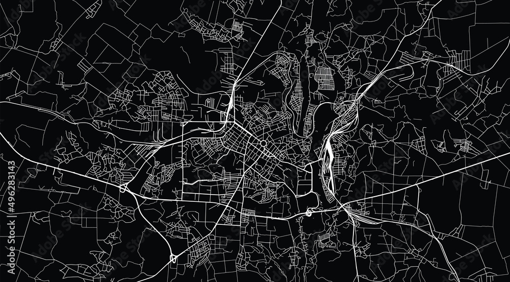 Urban vector city map of Poltava, Ukraine, Europe