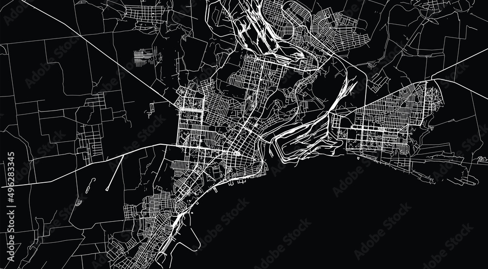 Obraz premium Urban vector city map of Marirpol, Ukraine, Europe