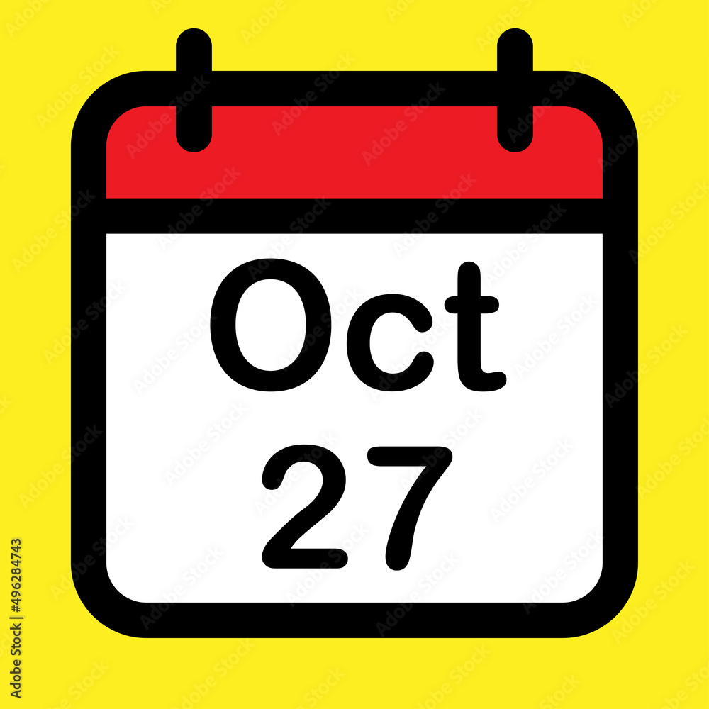 Calendar icon twenty seventh October Calendar icon twenty seventh October