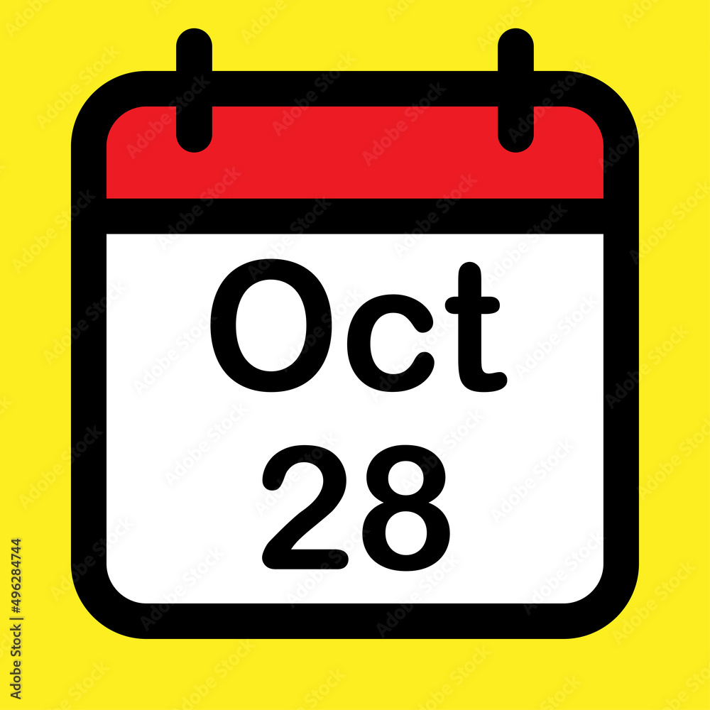Calendar icon twenty eighth October Calendar icon twenty eighth October