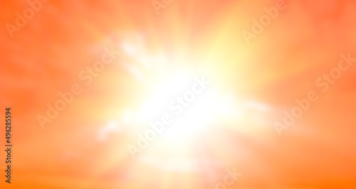 orange sky with natural white clouds there is a bright golden sunlight in the background or illustration