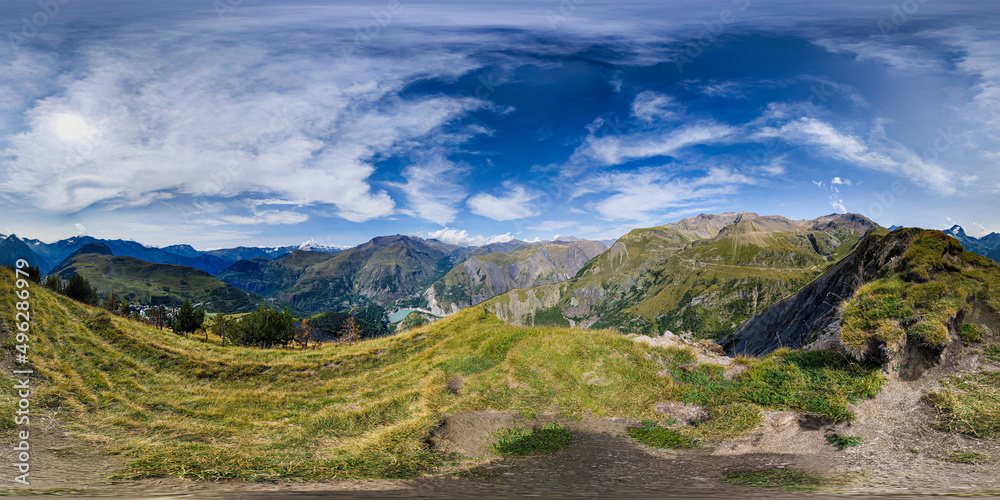 360 dagrees vr panorama - Les Deux Alpes - France - obrazy, fototapety, plakaty 