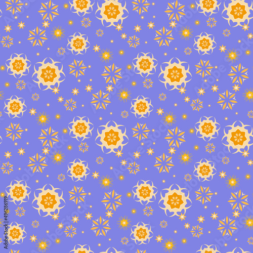 Seamless pattern - floral constellation. Vector editable pattern