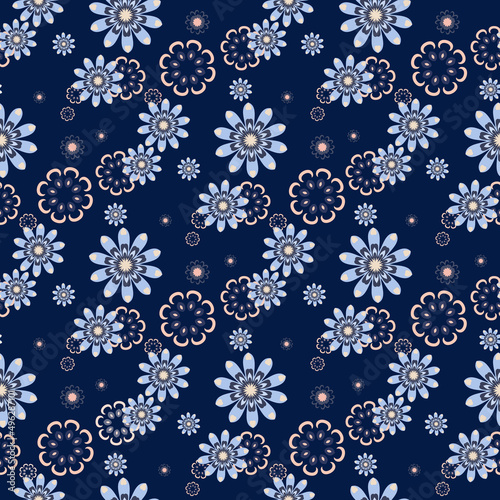 Seamless pattern - floral lights. Vector editable pattern